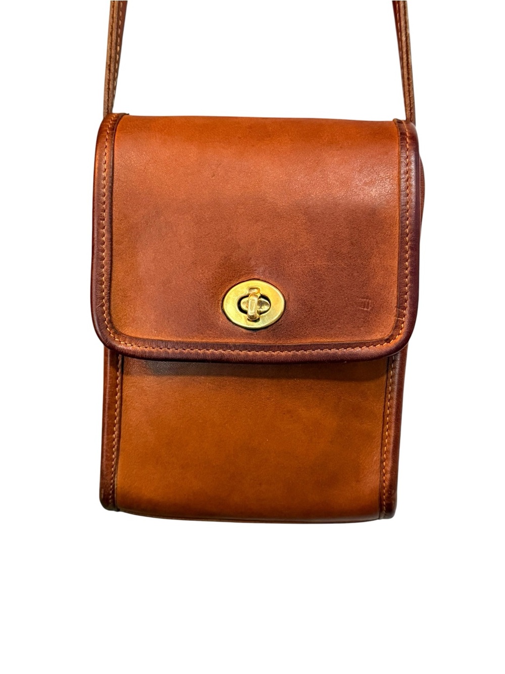 Vintage Coach Scooter Bag 9893 British Tan Leather Crossbody USA - Picture 8 of 12